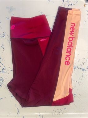 New Balance Maroon and Pink Kids Performance Leggings